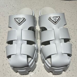 Prada white monolith mules 37